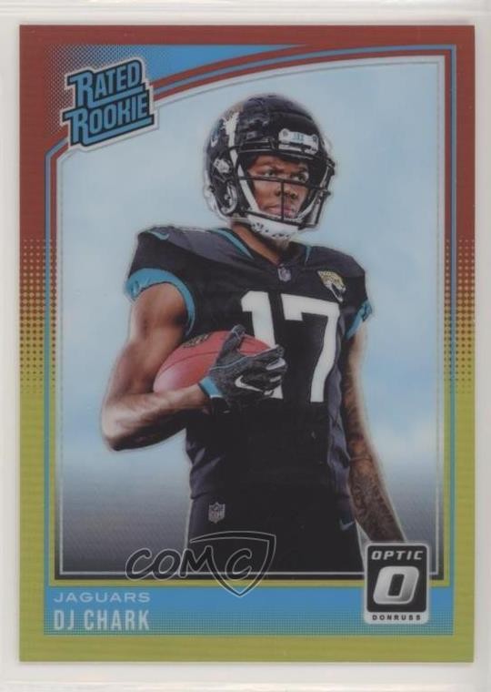 2018 Donruss Optic Rated Red & Yellow Prizm DJ Chark Jr #165 Rookie RC pr9