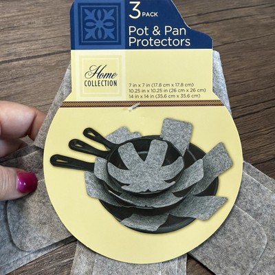 Felt Pot Pan Protectors for Stacking Prevent Scratched Cookware 3pc Accessory