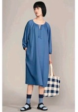 Uniqlo X JW Anderson Blue Oversized Linen Lagenlook Dress, Size Meditm