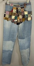 Vintage Roberto Cavalli Women  s Patchwork Jeans Boho Designer Denim Pant Size 6