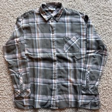 Women’s J Jill Green Check Flannel Button Down Shirt Size S
