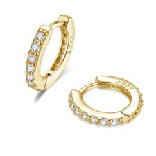 Small Huggie Hoop Earrings for Women, 14K Gold Plated Sterling Silver Tiny Hu...