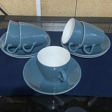 This Is A Set of 5 Poole Pottery Blue Moon Cups and Saucers Excellent Condition