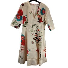 order plus womens dress multicoloured satin floral print v-neck size xl