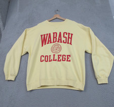 Vintage Wabash College Sweatshirt Mens Large Yellow NCAA Gear For Sports 90s