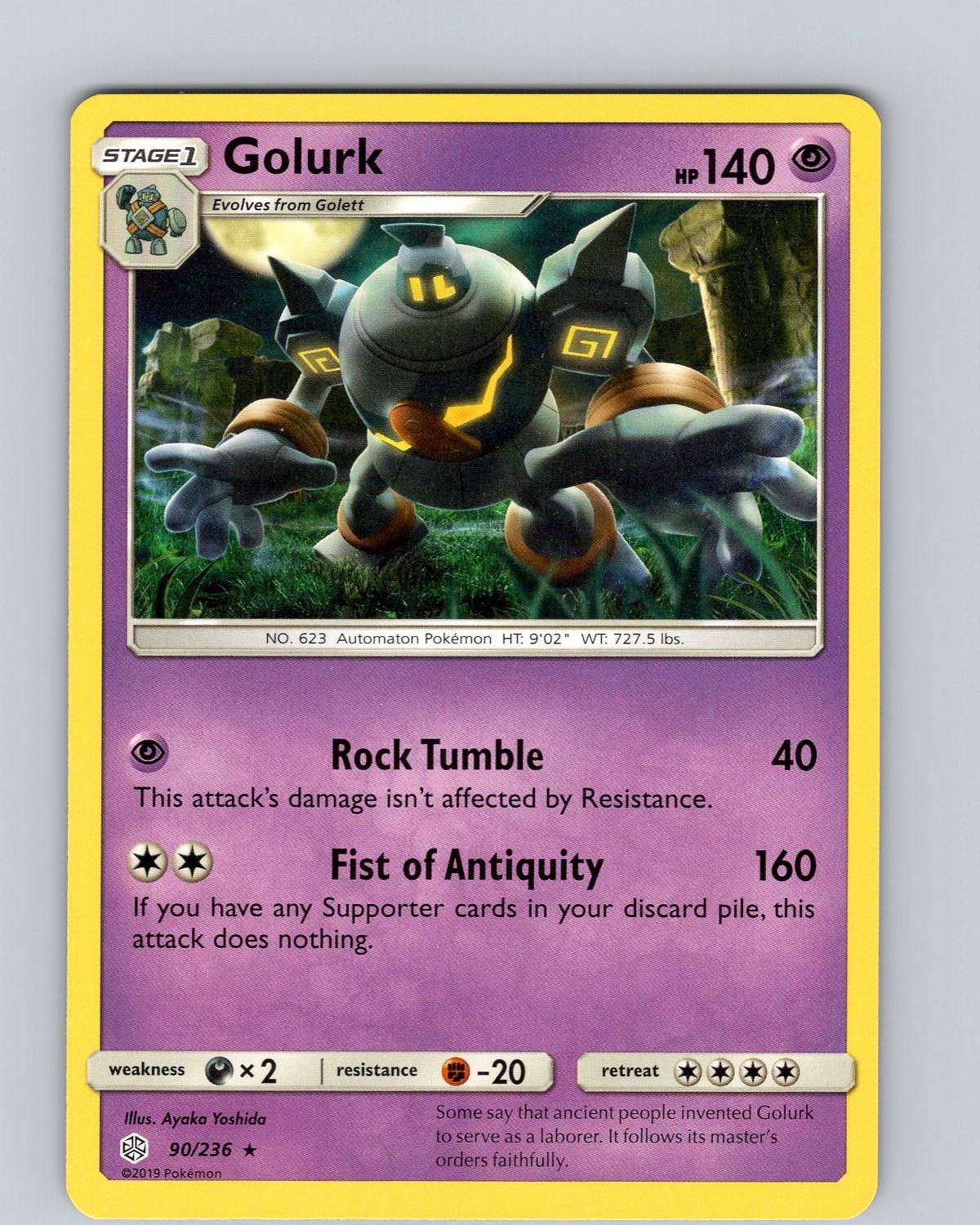 Pokemon TCG Golurk S&M Cosmic Eclipse 90/236 Regular Rare Card NM