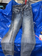Miss Me Denim Skinny Jeans JP81605 Women  s Size 26x31 Wash Blue Rhinestone