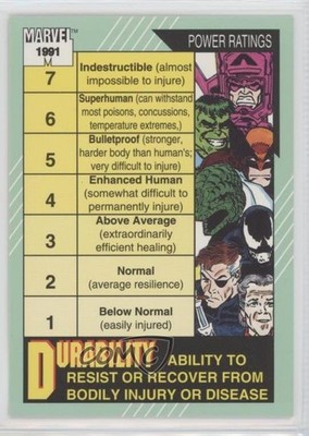 1991 Impel Marvel Universe Series II Power Ratings Durability/Intelligence 0f6