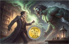 Jekyll & Hyde 1/1000 999 Fine Gold in Card - 9999 Mintage - 320 COINS IN STOCK