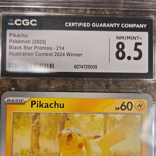 Pokémon Pikachu 214 Black Star Promos Illustration Contest Winner CGC 8.5 60HP