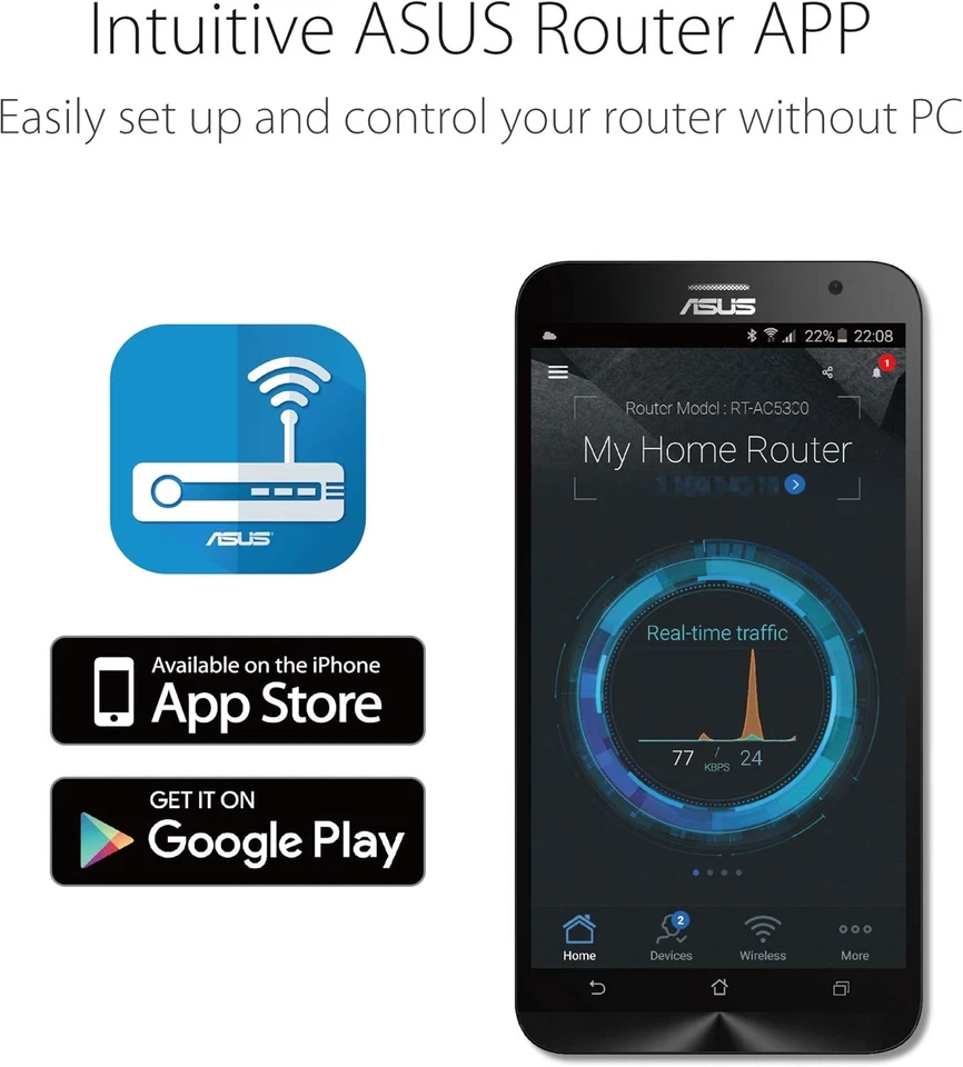 ASUS RT-AX58U V2 WIFI 6 AX3000 Dual-Band Extendable Mesh WiFi Router, with...  - Image 3 of 4
