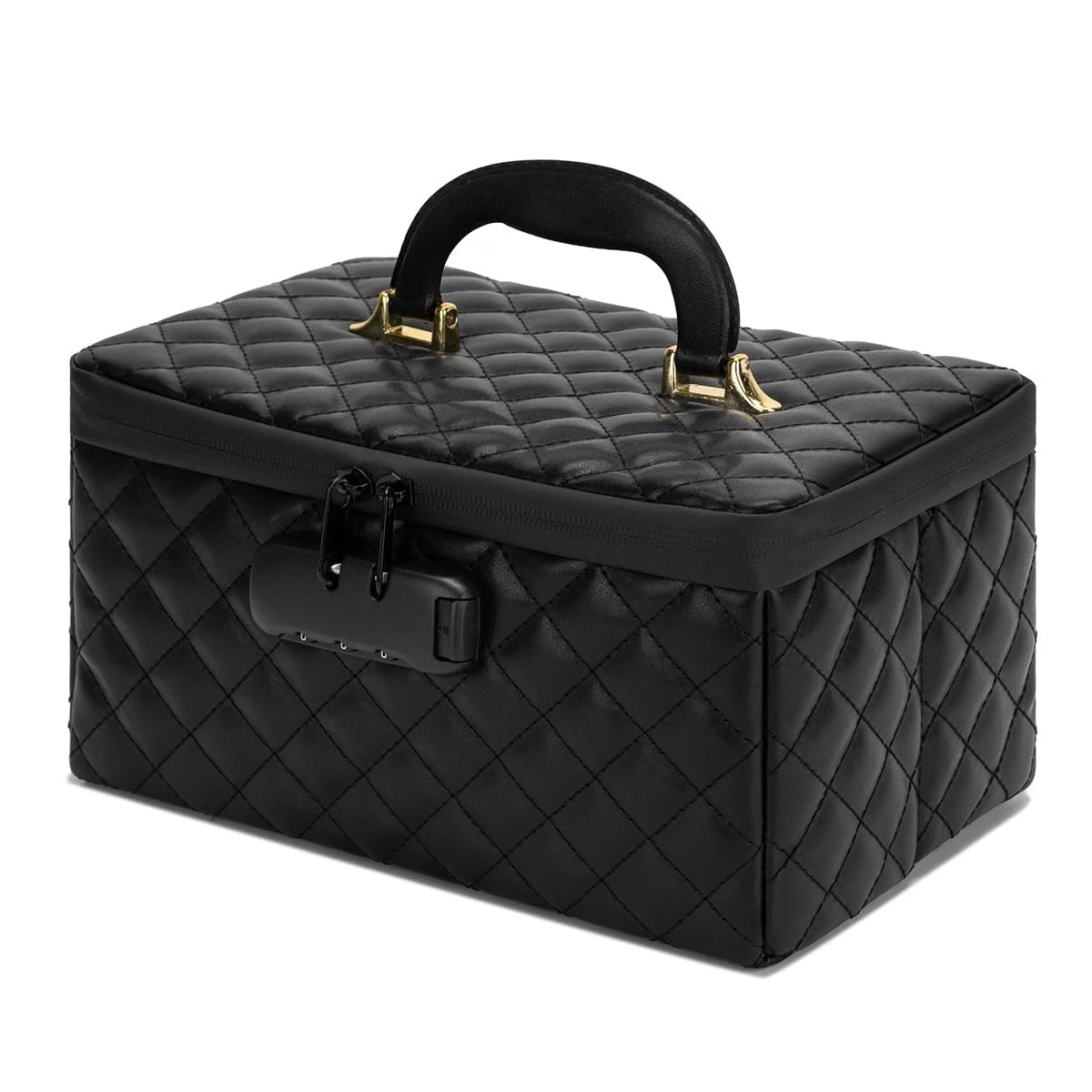 Portable makeup box with Lock, Large Capacity Travel Makeup Case Organizer, M...