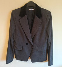 Nuovo! Blazer donna Mango grigio colletto velluto - EU 38 - giacca dogtooth check