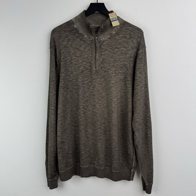 Vintage Tommy Bahama Jeans Sweater Mens XL Tall Brown Half Zip Long Sleeve NEW