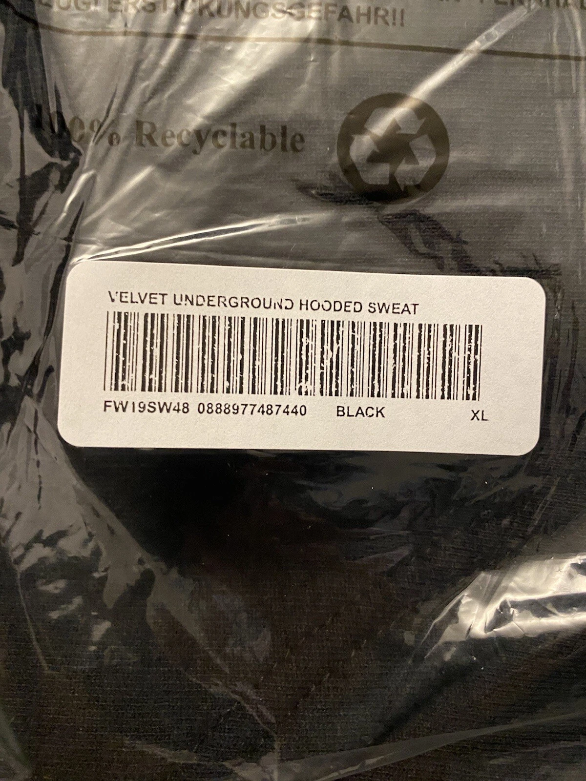 Felpa con cappuccio Supreme Velvet Underground nera Xlarge FW19