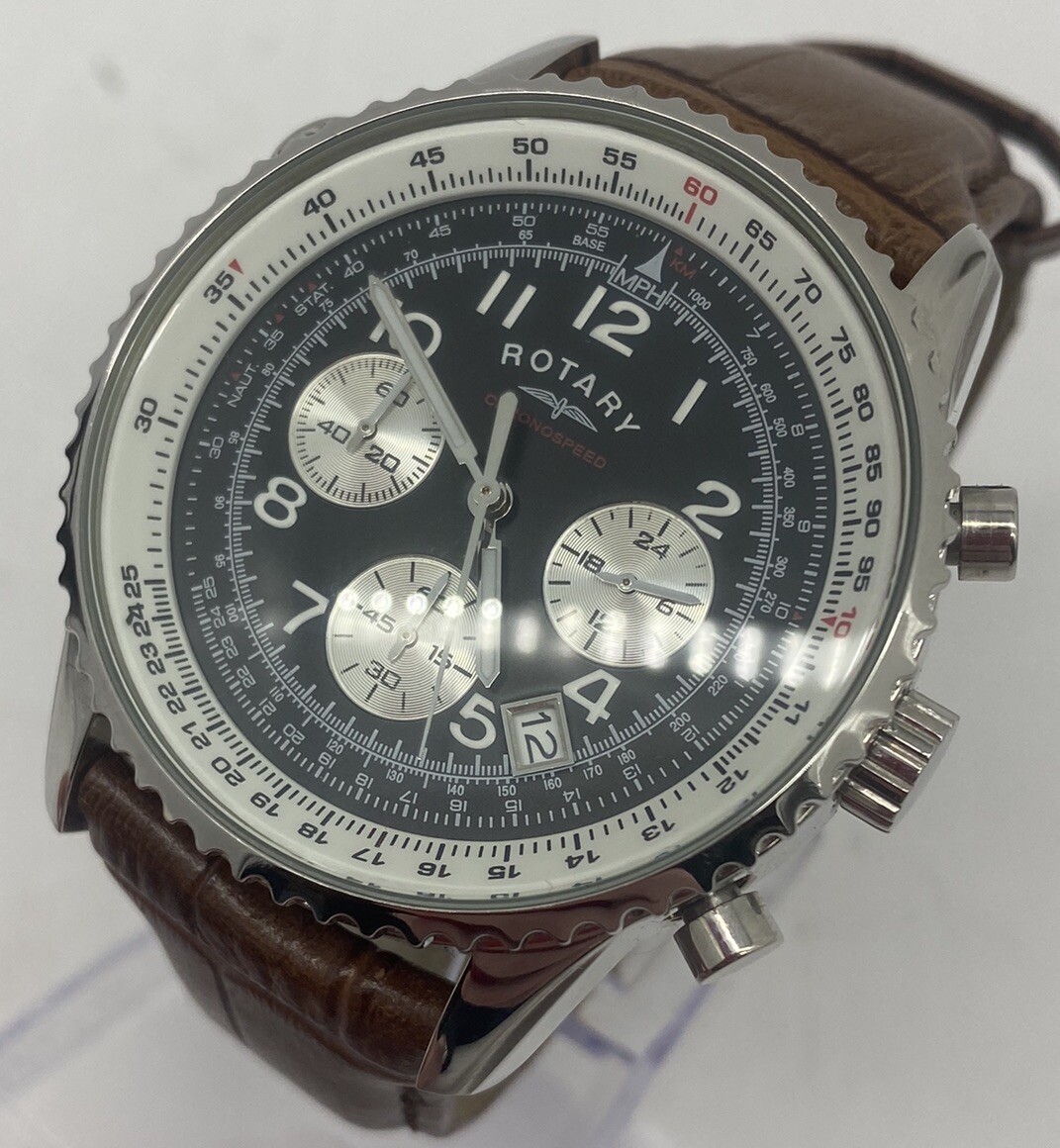 Rotary GS03351/19 Chronospeed Men's 42mm Quartz Watch Boxed Brown