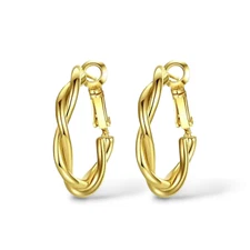 Gold Plated Medium Size Huggie Hoop Earrings Fashion Jewelry For Women