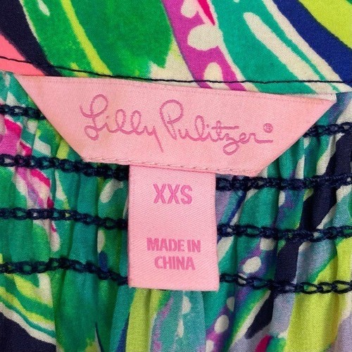 Lilly Pulitzer Elsa Silk Blouse Women’s Size XXS Colorful Multicolor Summer Boho - Picture 7 of 8