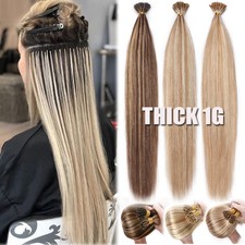 Indian Pre Bonded Stick I Tip Human Hair Extensions Remy Nano Ring Full Head 1G