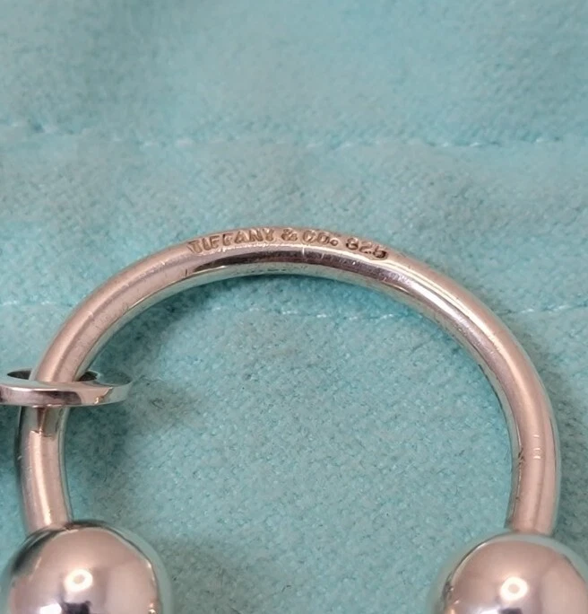 TIFFANY & CO. Portachiavi Tiffany & Co argento sterling Return to Tiffany etichetta ovale sfera a vite