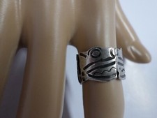 Vintage Mexico Sterling Silver Snake Ring MARKED RJP Wide Band Size 6.5