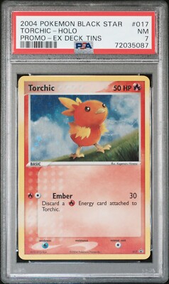 PSA 7 NM Torchic #017 Black Star Promos EX Deck Tins Holo Pokémon
