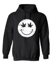 Weed Smile Face Graphics Novelty Sarcastic Humor Men's Hoodies