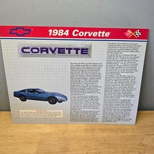 1984 Corvette Chevy Willabee Ward Embroidered Patch Collector Data Sheet