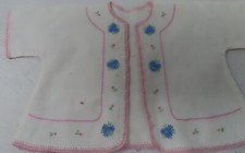 Antique Infant Baby Bed Jacket Cardigan Sweater Embroidered