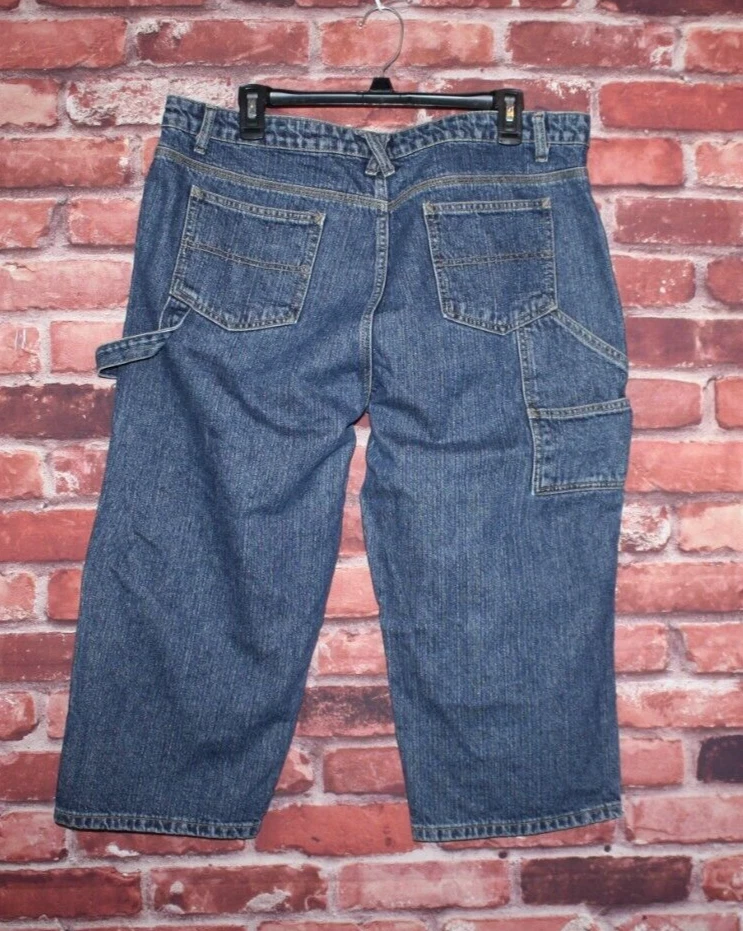 Pantalones de mezclilla para mujer Faded Glory capri talla 18 Missy estilo carpintero azules Foto 2 de 3