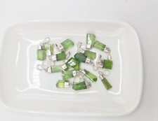 Natural Peridot Crystal Gemstone Pendant With Silver Cap . 