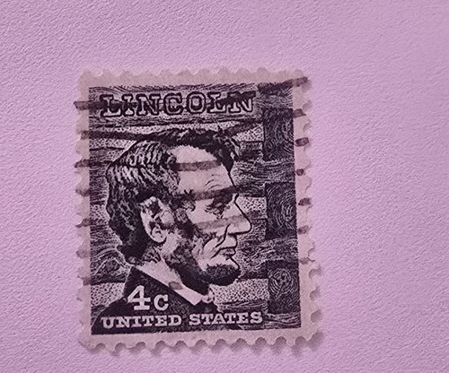 RARE! Abraham Lincoln 1965 U.S. 4 Cent Postage Stamp. Used. - Picture 2 of 4