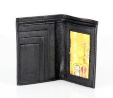 Mens Bifold Genuine Leather Mini ID Holder Wallet Window Card Slim Thin Small