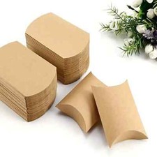 10 KRAFT PILLOW BOXES WEDDING FAVOURS FAVORS JEWELLERY GIFTS CHRISTMAS STORAGE