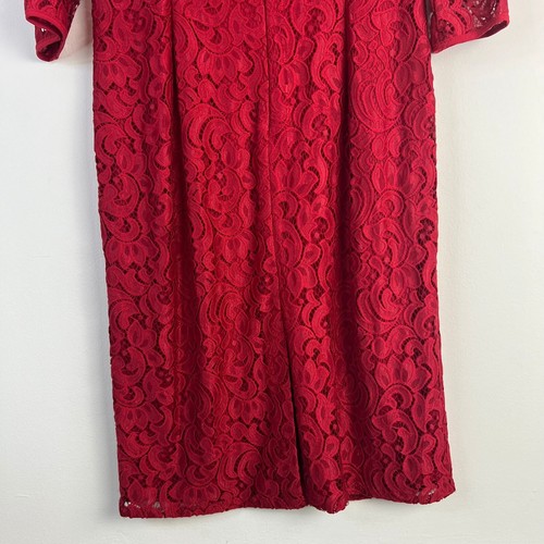 Adrianna Papell Dress UK 14 Red Floral Paisley Beaded Lace Embroidered Wedding - Picture 8 of 13