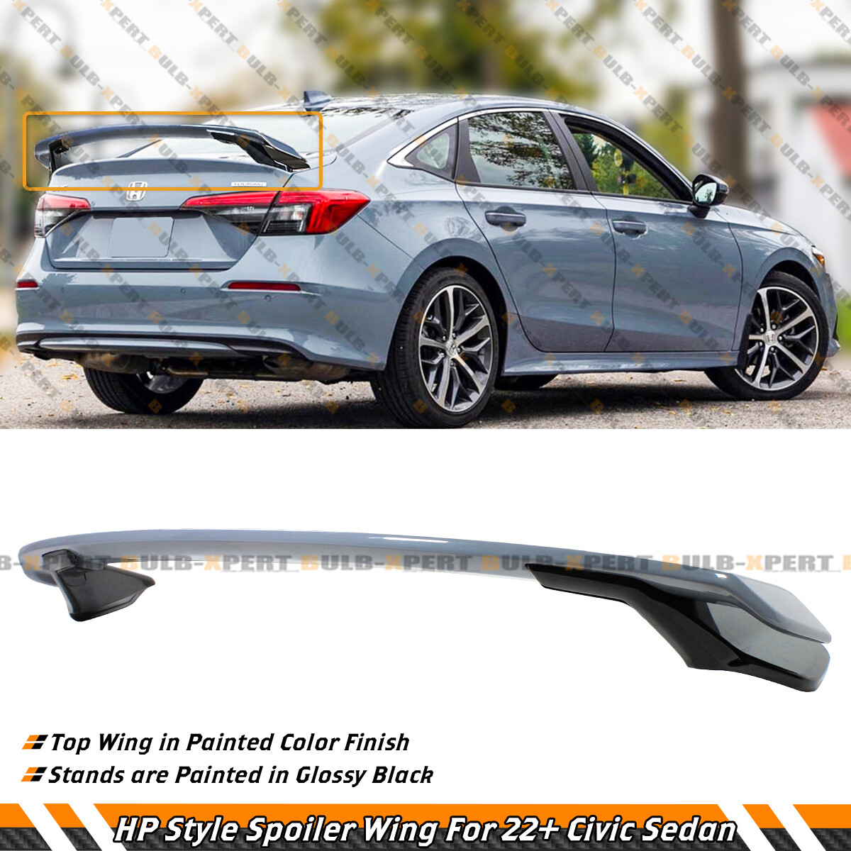 2 TONE SONIC GRAY HP STYLE REAR TRUNK SPOILER WING FOR 22