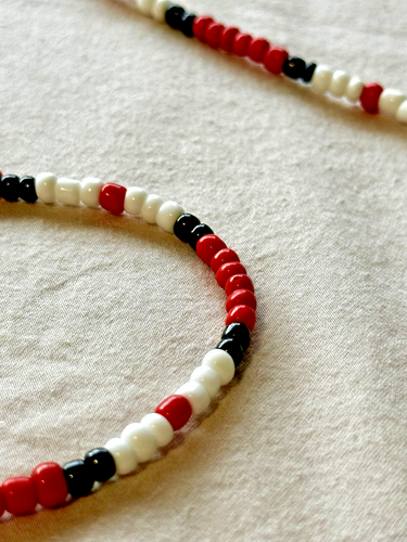 28" Bead Necklace + FREE 7" Bracelet Jim Morrison The Doors Red White Black  - Picture 5 of 8