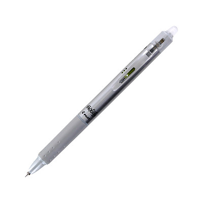 Pilot FriXion Clicker Retractable Erasable Gel Pen, 0.5mm, Black Ink - Silver