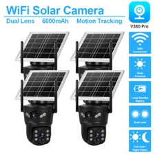 Solar Battery Powered Wireless WiFi Outdoor Pan/Tilt Home Security Camera System