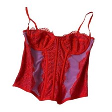 Out From Under Purple Orange Lace Underwired Corset Women Size Medium 10-27