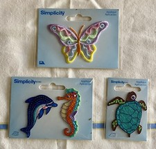 DOLPHIN SEAHORSE Sea Turtle Butterfly 2017 SIMPLICITY Trim Iron On Patches