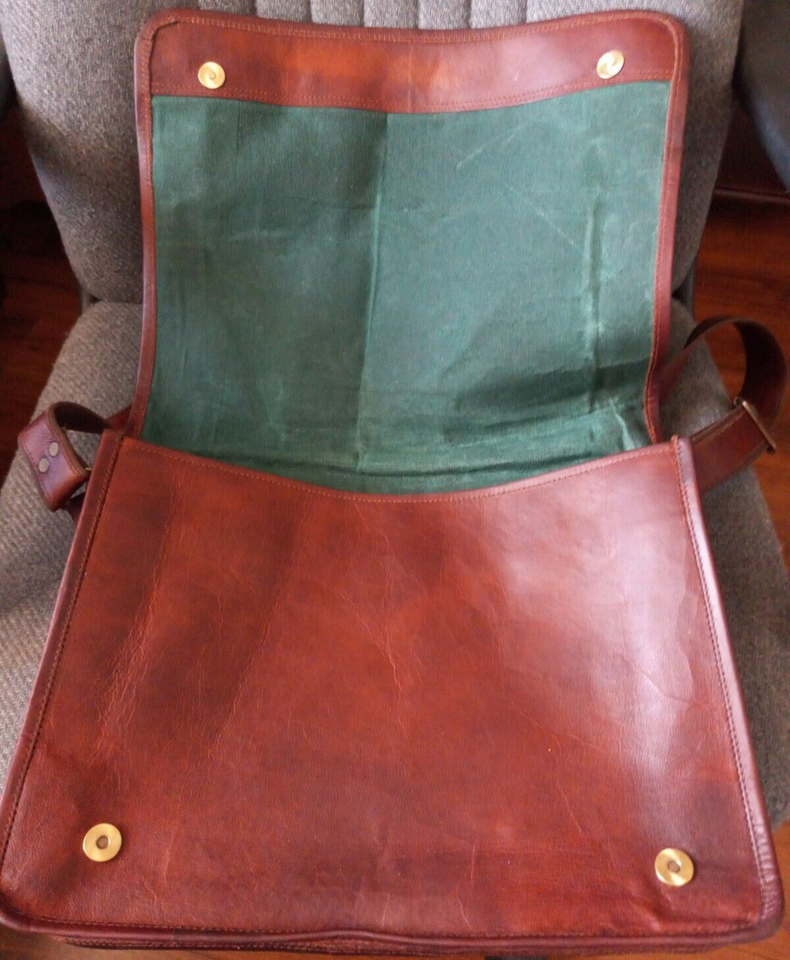 Leather Messenger Bag Briefcase Laptop Brown Lined eBay