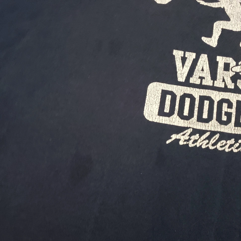 ВИНТАЖНЫЙ США темно-рубашка мужская 2XL XXL синий Dodgeball коротким рукавом логотип Athletic * - Изображение 4 из 4