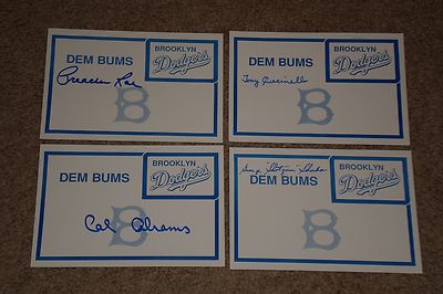 LOT (12) SIGNED AUTOGRAPHED BROOKLYN DODGERS LEGENDS CUSTOM LARGE INDEX CARDS