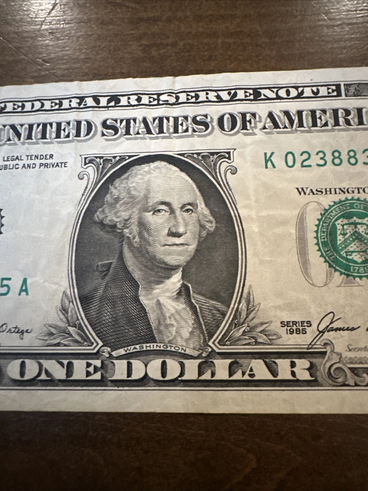 Duplicate Stamp Note $1 One Dollar Bill. 1985 Series - Misaligned Back Plate - Image 4 of 4