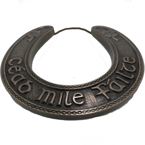 Bronze Lucky Irish Horseshoe Made in Ireland by Wild Goose Studio Shamrock Cead - Picture 3 of 3
