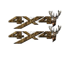 4x4 Grassland DEER HEAD Decals Truck - NO OFF ROAD Stickers - 2 Pack MATTE