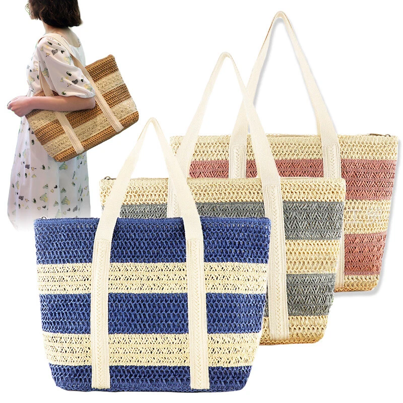 Womens Straw Woven Bag Handbag Beach Bag Shoulder Bag Leisure Fashion Woven Bag - Image 3 of 4