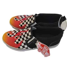 VANS Old Skool Shoes | Flames Checkerboard Flaming Design | Size 5 | Brand New