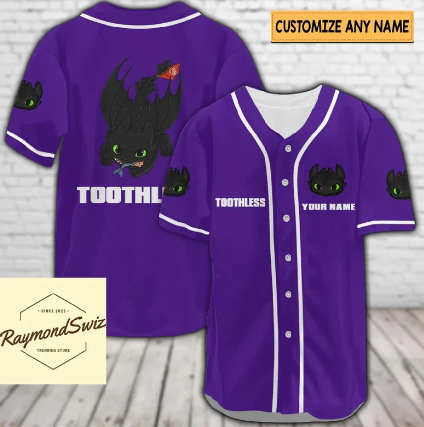 Halloween Toothless Purple 3D Baseball Jersey Shirt